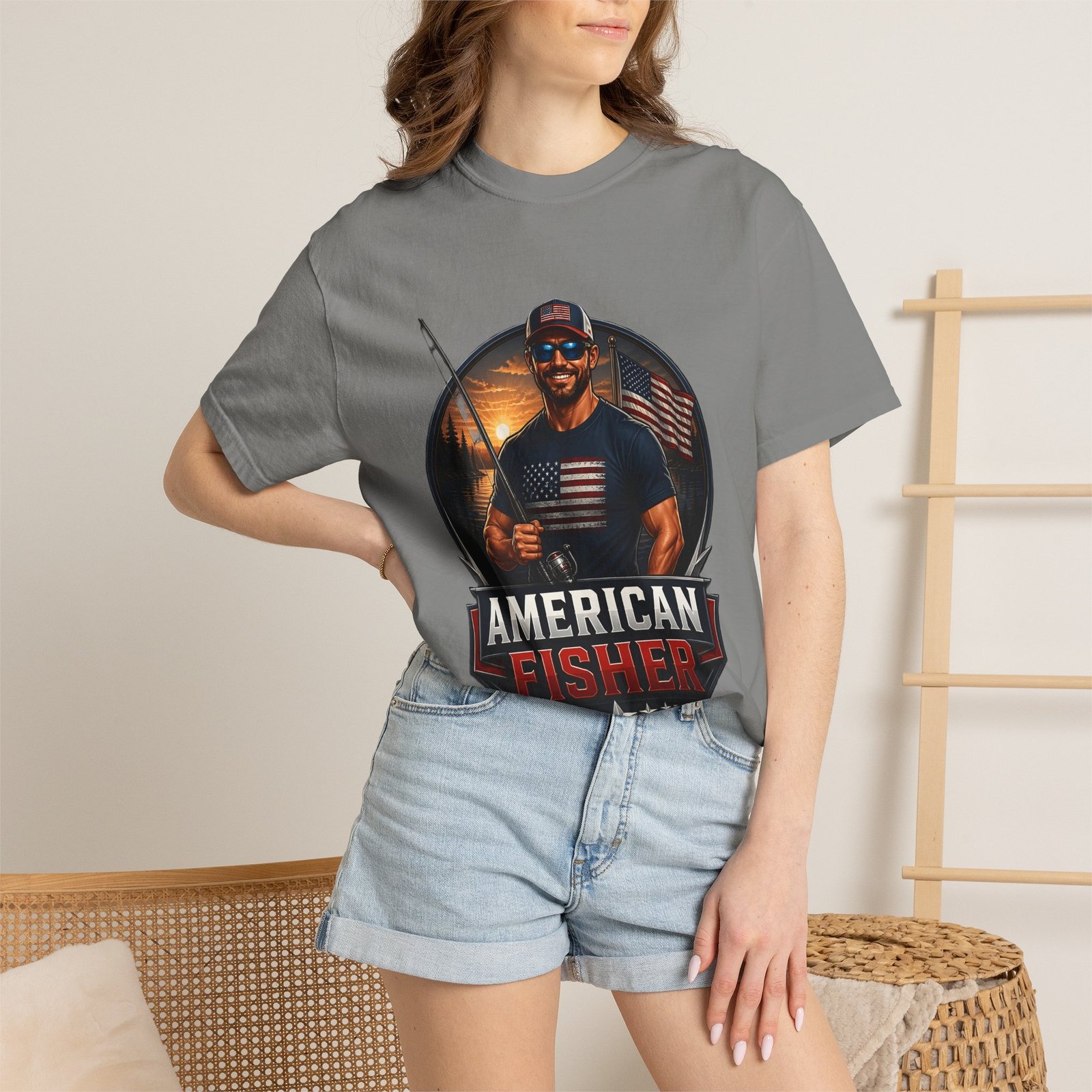 American Fisher T-Shirt — Patriotic Fishing Tee for Men - Image 44