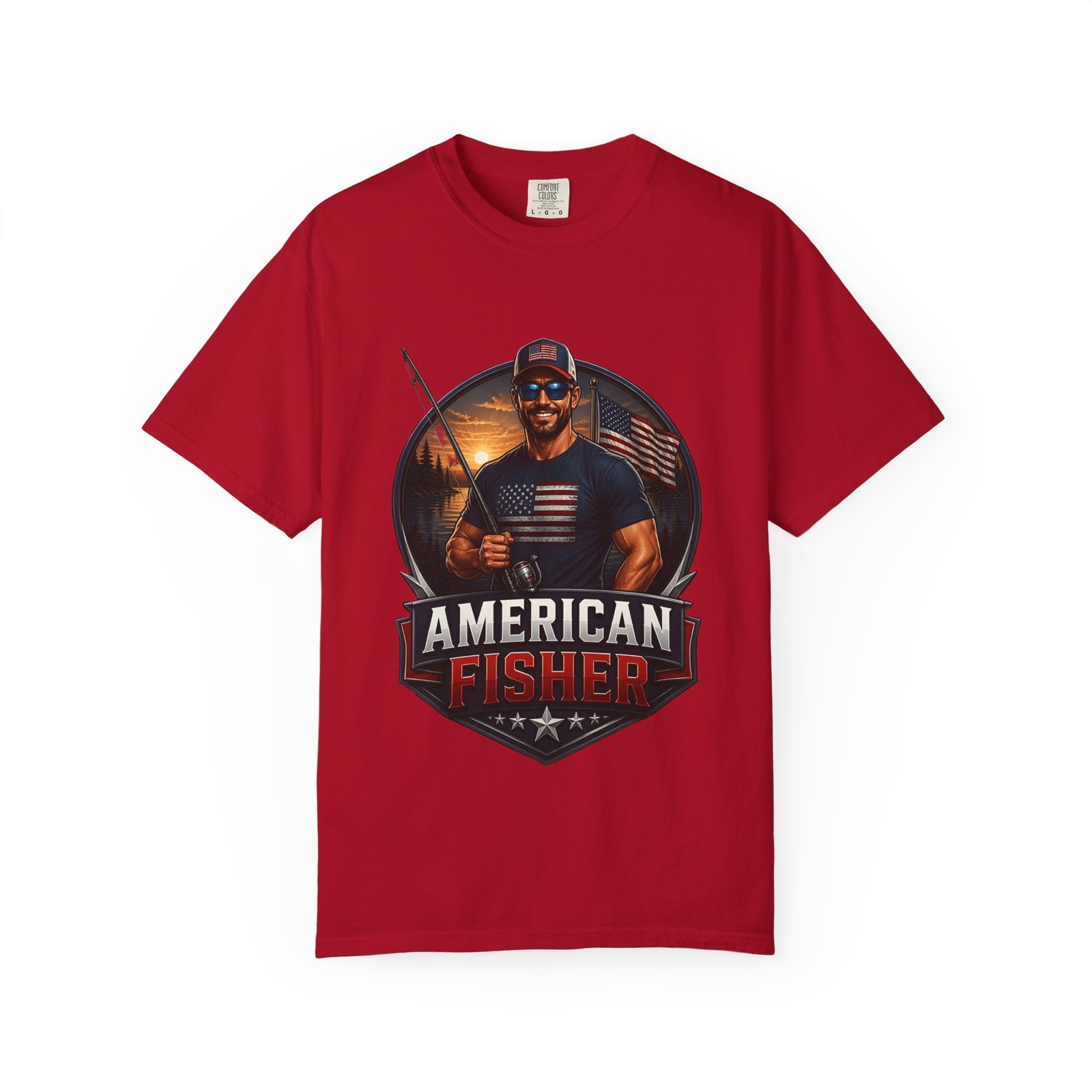 American Fisher T-Shirt — Patriotic Fishing Tee for Men - Image 57