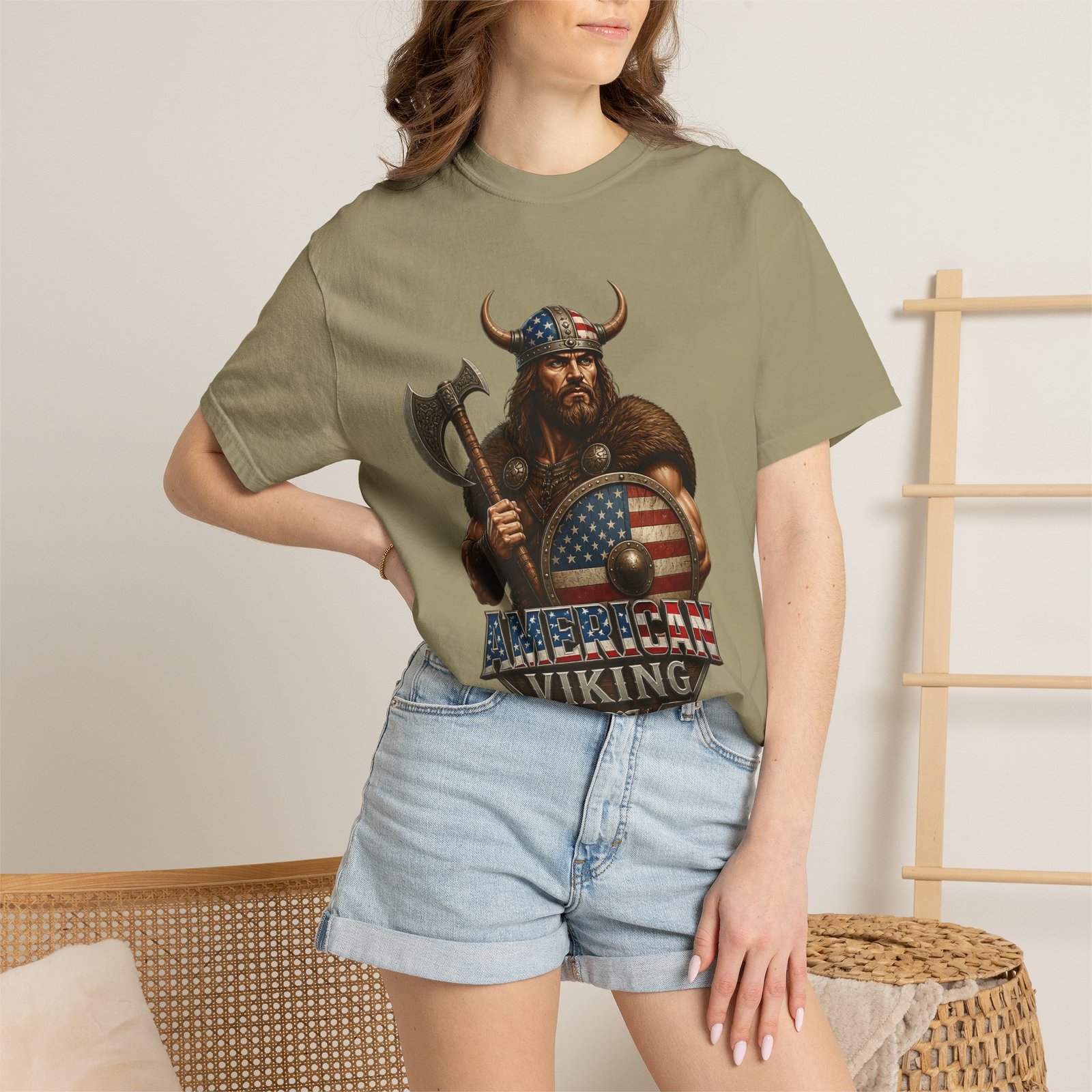 American Viking T-Shirt — Patriotic Viking Shield Tee - Image 24