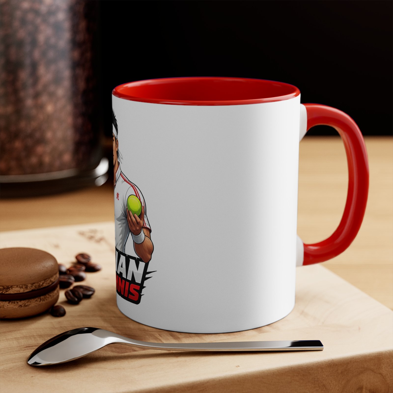 Asian Tennis Coffee Mug — Tennis Player Illustration Accent Mug - Image 8