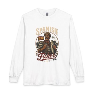Spanish Fisher Long Sleeve T‑Shirt – Vintage Maritime Fisherman Graphic