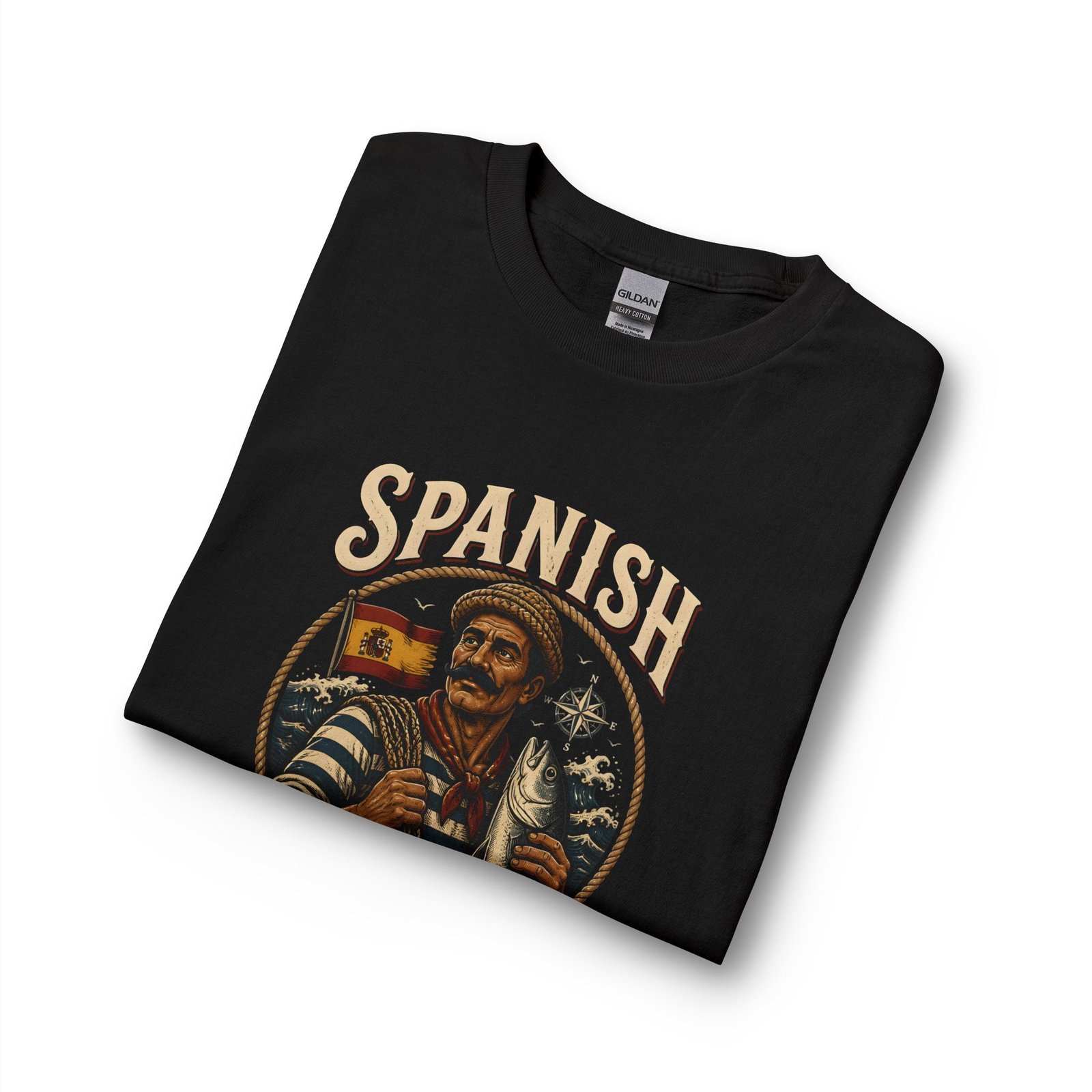 Spanish Fisher Long Sleeve T‑Shirt – Vintage Maritime Fisherman Graphic - Image 7