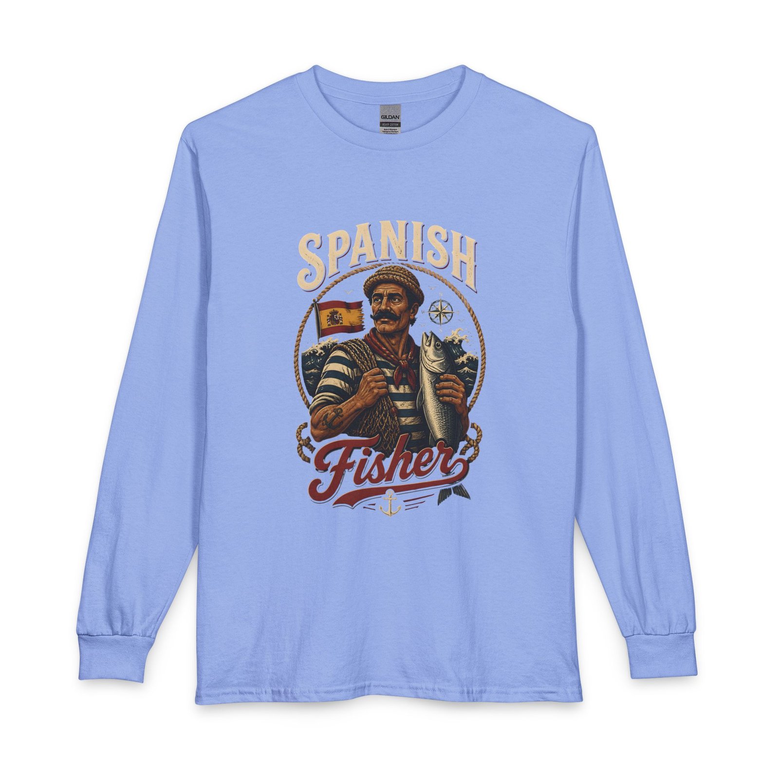 Spanish Fisher Long Sleeve T‑Shirt – Vintage Maritime Fisherman Graphic - Image 25
