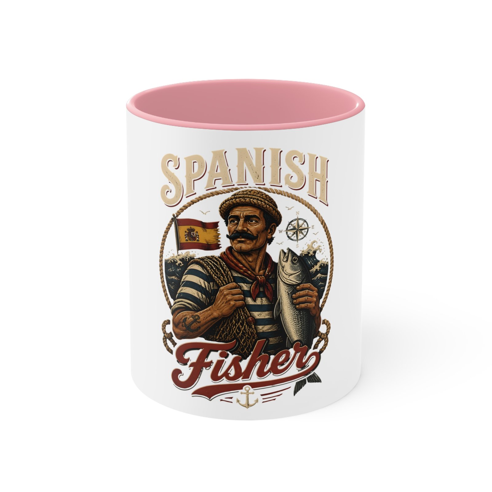 Spanish Fisher Accent Mug — Vintage Nautical Fisherman Coffee Cup