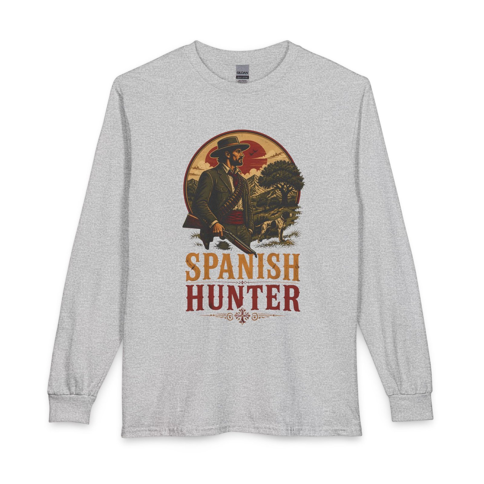 Spanish Hunter Long Sleeve T-Shirt — Vintage Western Hunting Graphic - Image 9